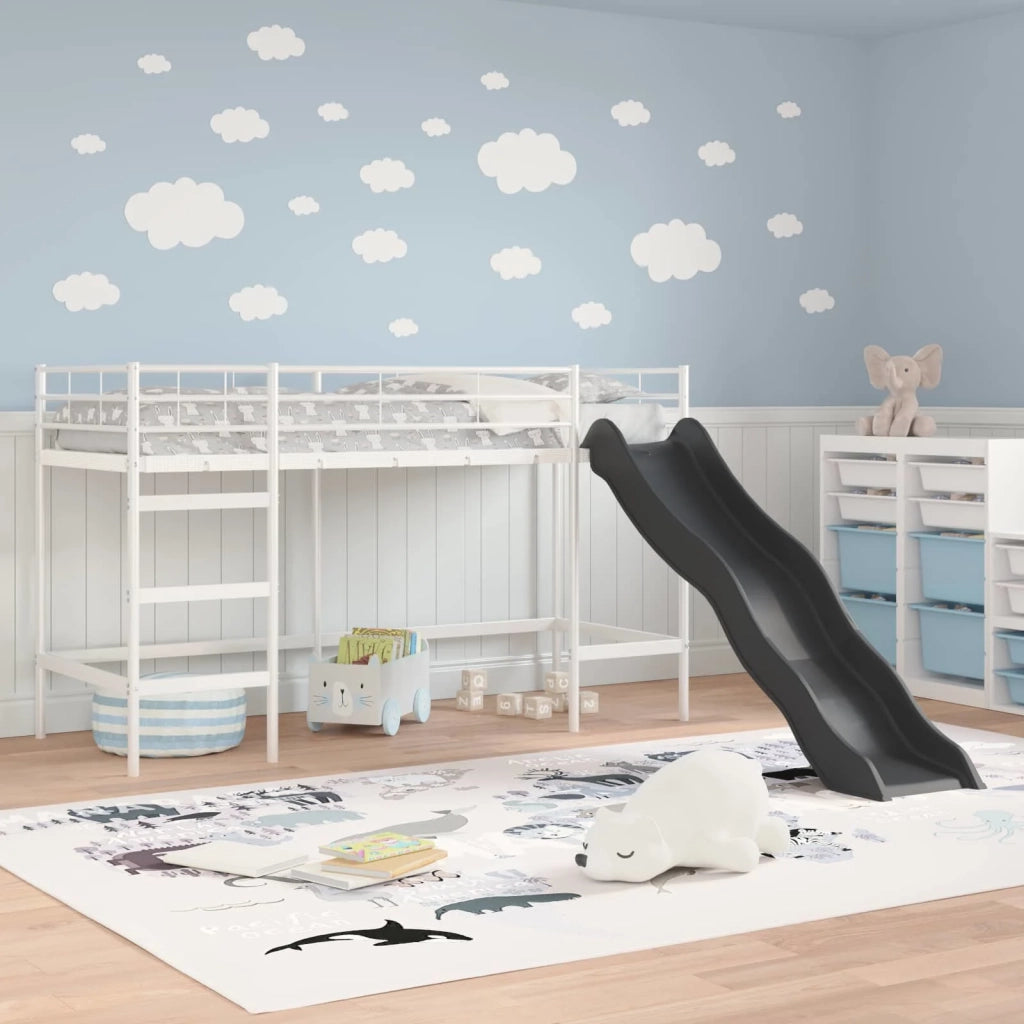 Letto loft per bambini con scivolo Bianco e Antracite 42020780