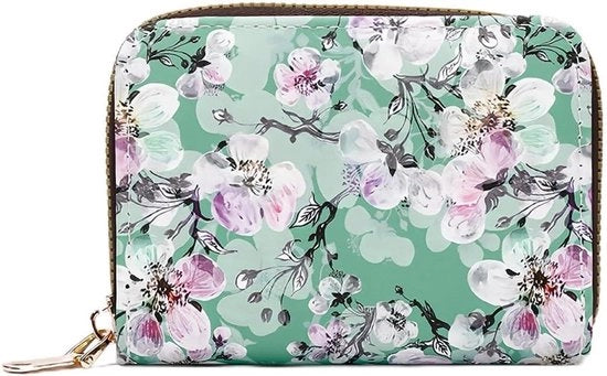 Portafoglio per donne con protezione RFID e chiusura a zip - Verde chiaro
