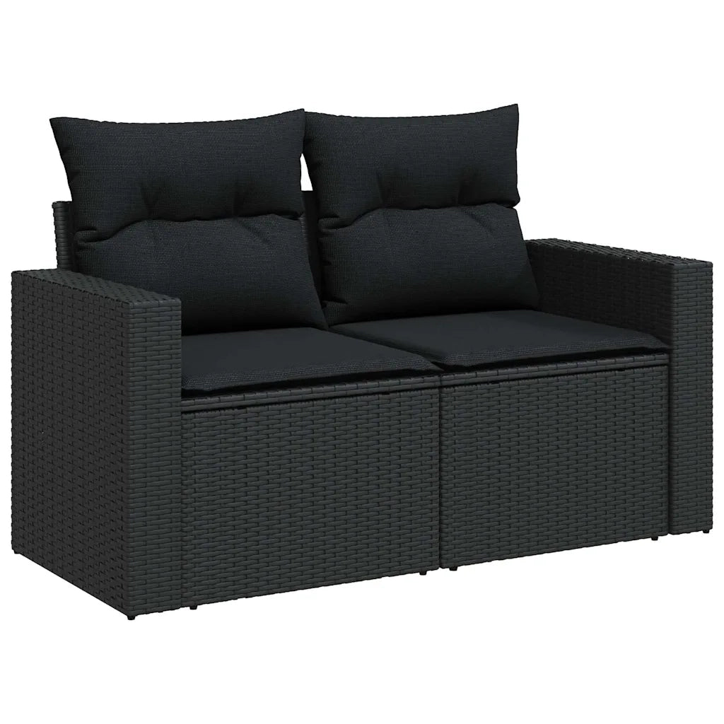 Set Divani da Giardino con Cuscini 8 pz Nero in Polyrattan 3327009
