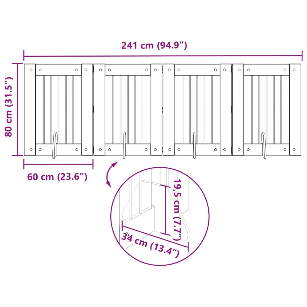 Cancello per cani con supporti 4 pz Rovere Nero 60 x 80 cm CFW6590017