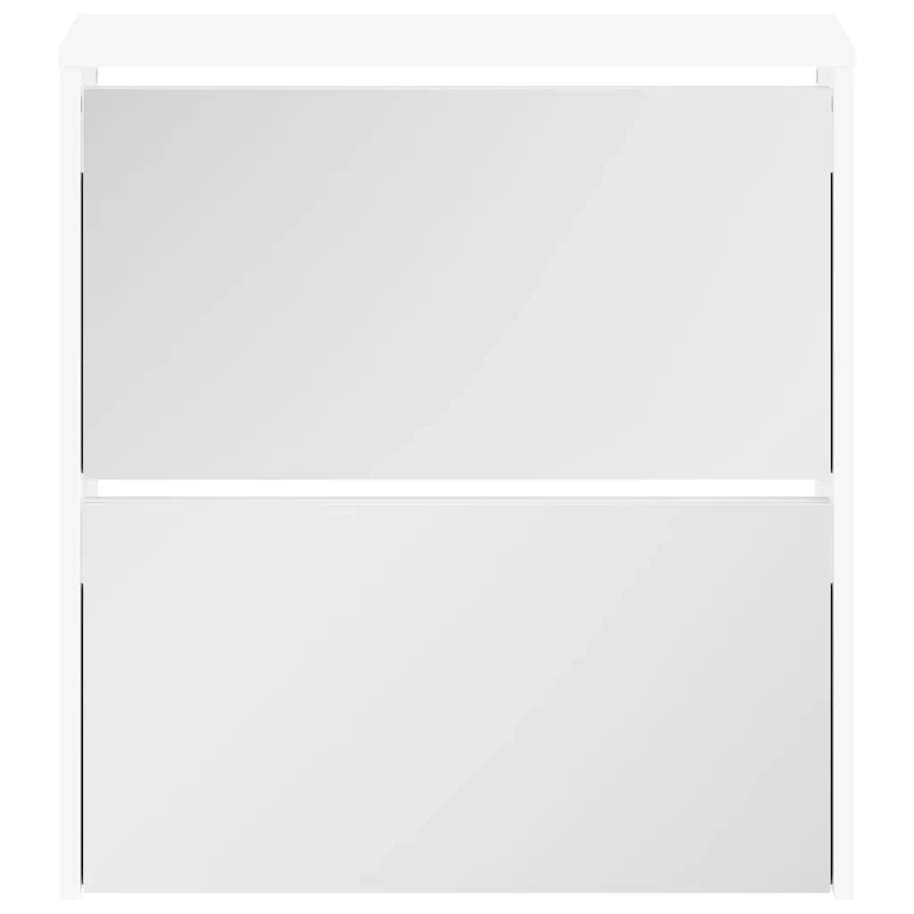 Scarpiera con 2 Ripiani e Specchio Bianco 63x17x67 cm 243046