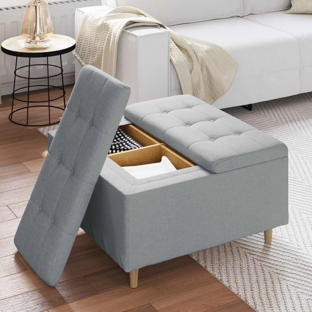 Pouf contenitore Grigio chiaro 80 x 80 x 45 cm Tessuto 876833