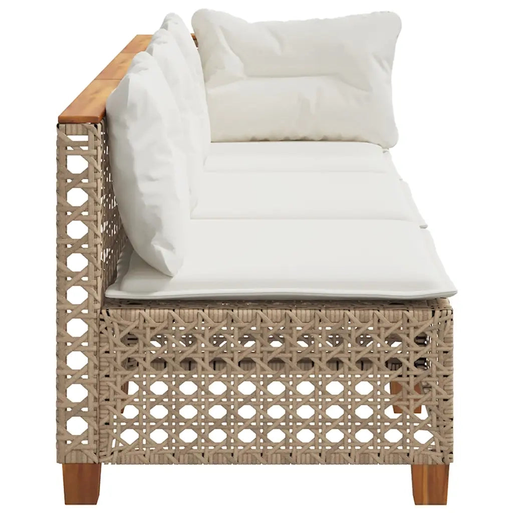 Divano da Giardino con Cuscini a 3 Posti Beige in Polyrattan 365943