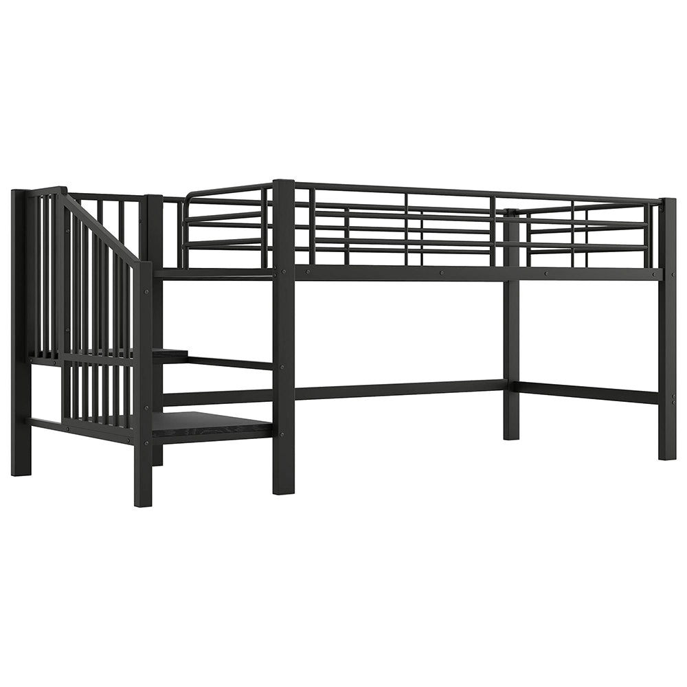 Letto mezzanino 90x200cm - Xylo - scala ripostiglio nero
