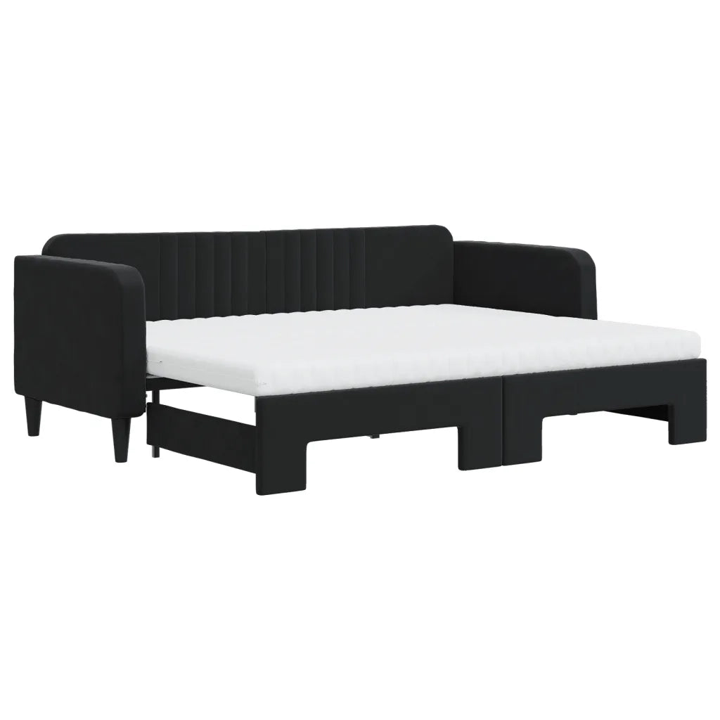 Divano Letto Estraibile con Materassi Nero 80x200 cm Velluto 3197084