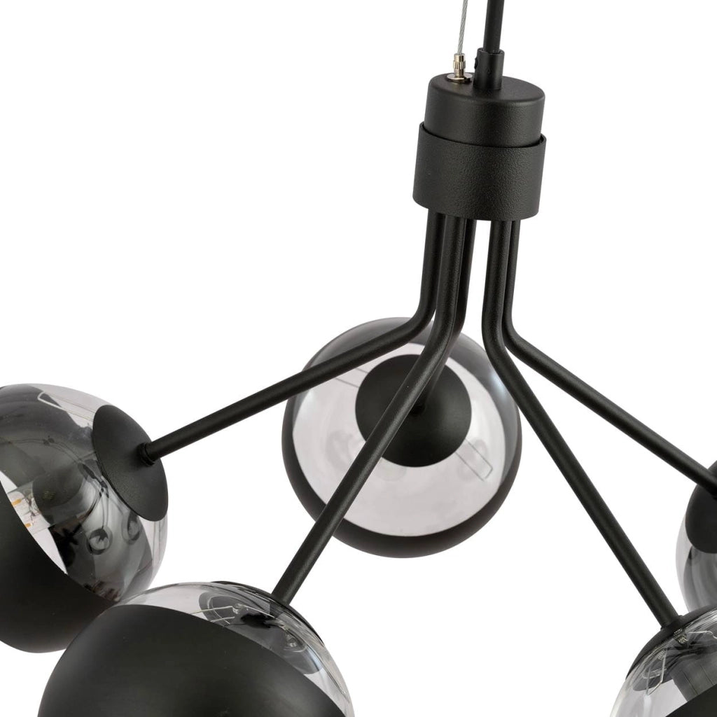 Lampadario Emibig Nova 5 nero/trasparente 5xE14 dimmerabile