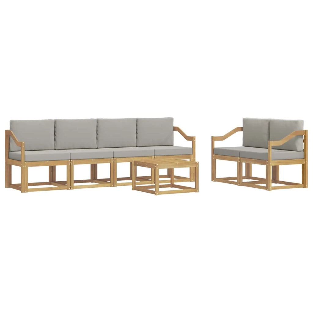 Set di divani da esterno 7 pz Bianco e Grigio Chiaro Poliestere 3387295