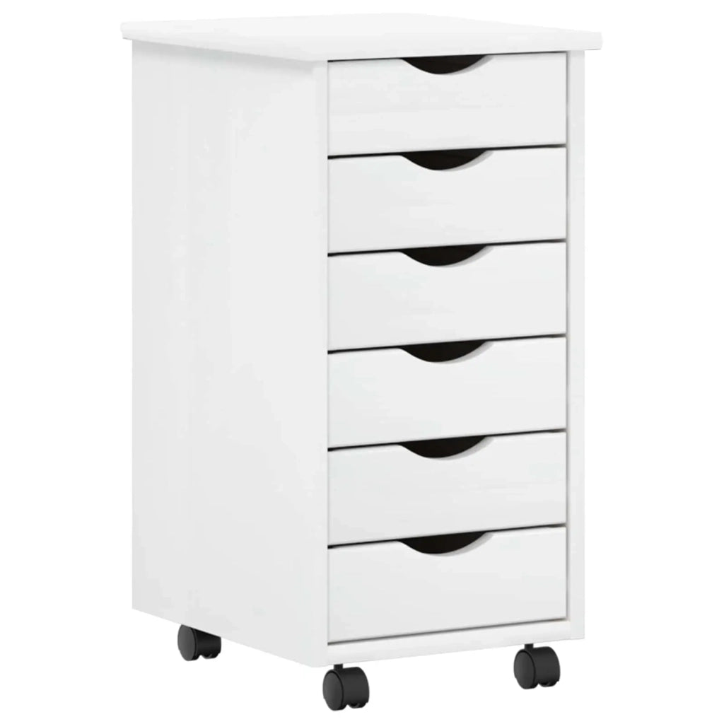 Set Scrivania | Tavolo da Ufficio e mobiletto su ruote MOSS 2 pz Bianco