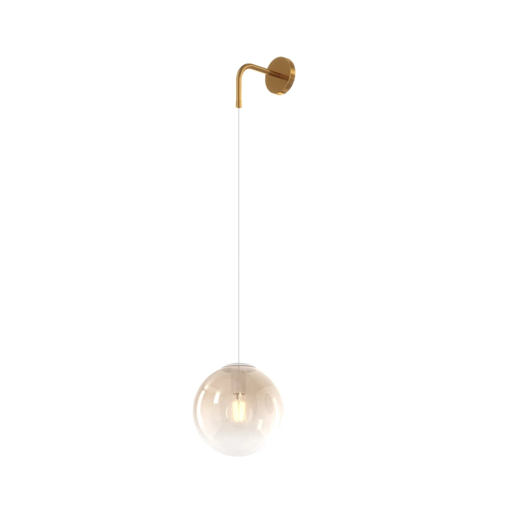 Applique Moderna Big Eclipse Metallo Ottone Satinato Vetro Ambra 1 Luce E27