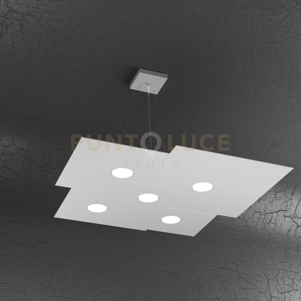 PLATE SOSPENSIONE 5+2 LUCI BIEMISSIONE GRIGIO 1129-S5+2-GR