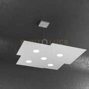 PLATE SOSPENSIONE 5+2 LUCI BIEMISSIONE GRIGIO 1129-S5+2-GR