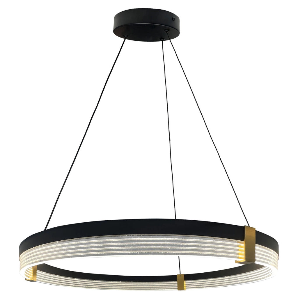 Lampada a sospensione nera anello 60cm LED CCT 32W