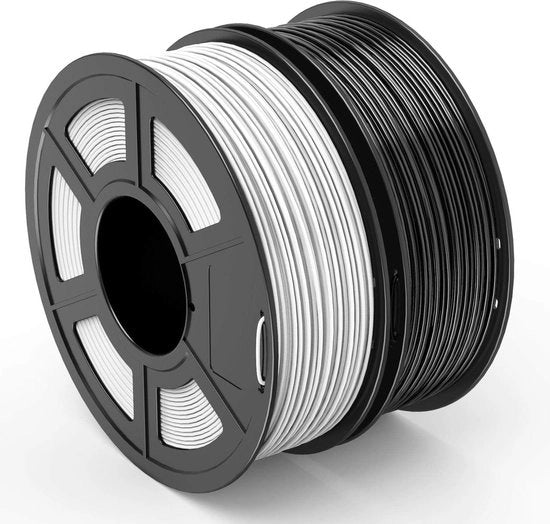 Filamento 3D 1,75 mm Nero Bianco 1 Kg Per Bobina Pacchetto di 2 - Filamento PLA - Alta Precisione Dimensionale