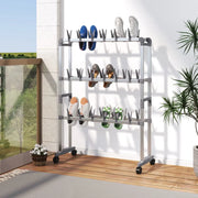 Scarpiera con Ruote-Scaffale per scarpe Argento 66x27x100 cm