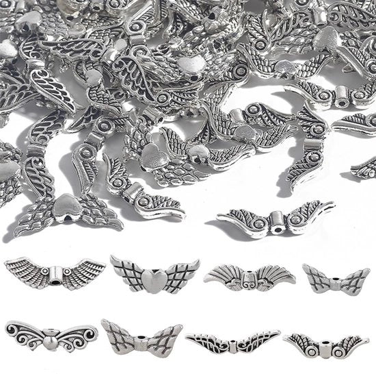 Set di attività creativa 200 pezzi - Ali di angelo - Spacer per ali - Ali di perla - Creazione di gioielli - Materiali di alta qualità