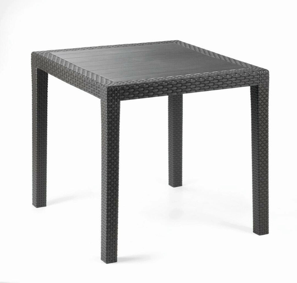 Tavolo King Quadrato In Plp Effetto Rattan Antracite 80X80 - Ipae-Progarden
