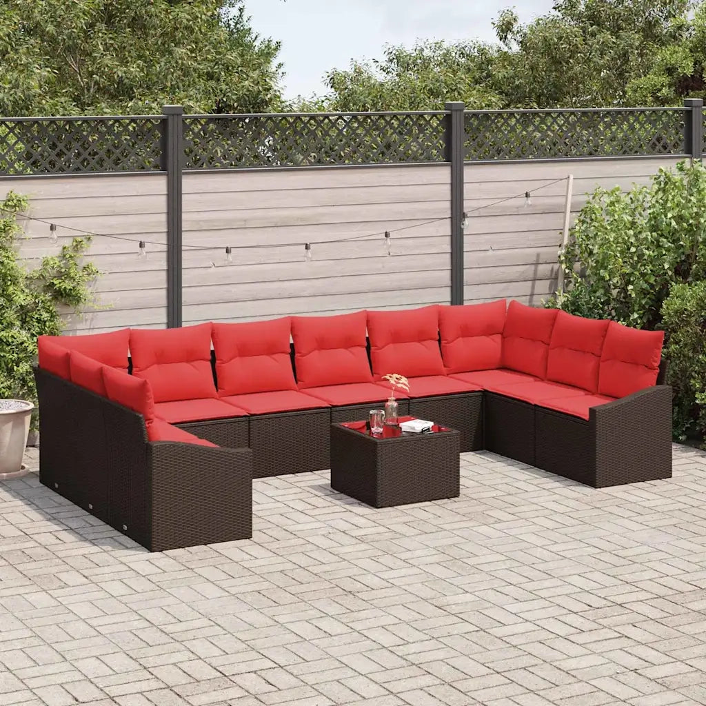 Set di divani 11 pz Marrone polyrattan 3346914
