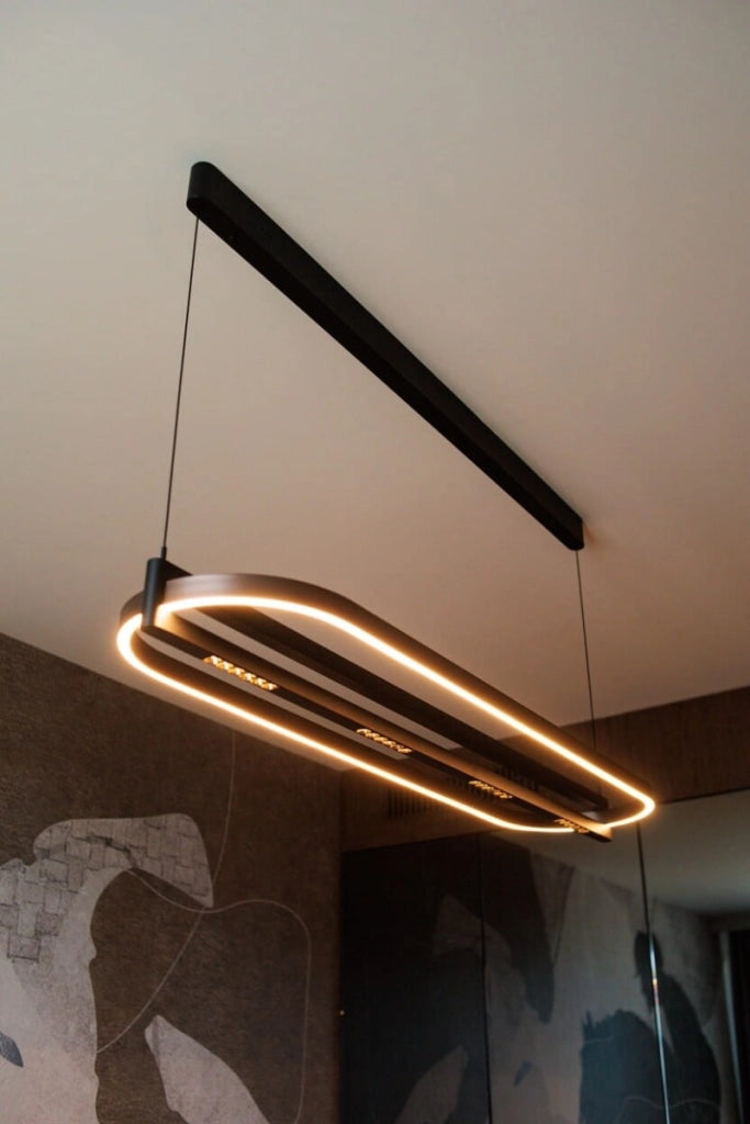 Lampada sospensione ovale Singapur LED 80W nera Maxlight