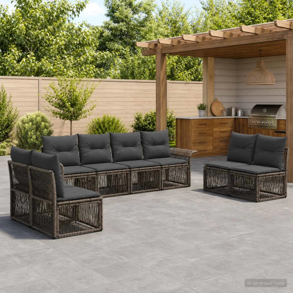 Set Divano da Giardino 8 pz Grigio polyrattan 3434804