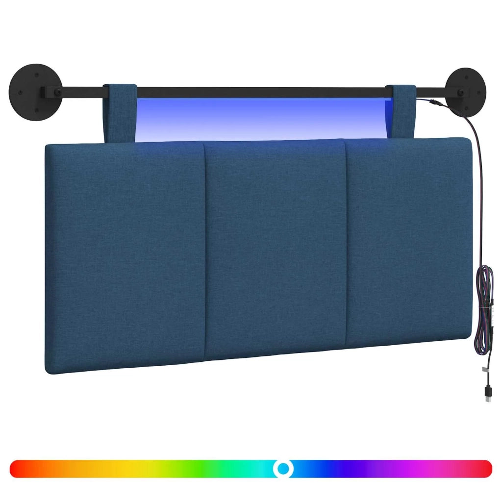 Testiera sospesa Con luce LED Blu Tessuto 3424758