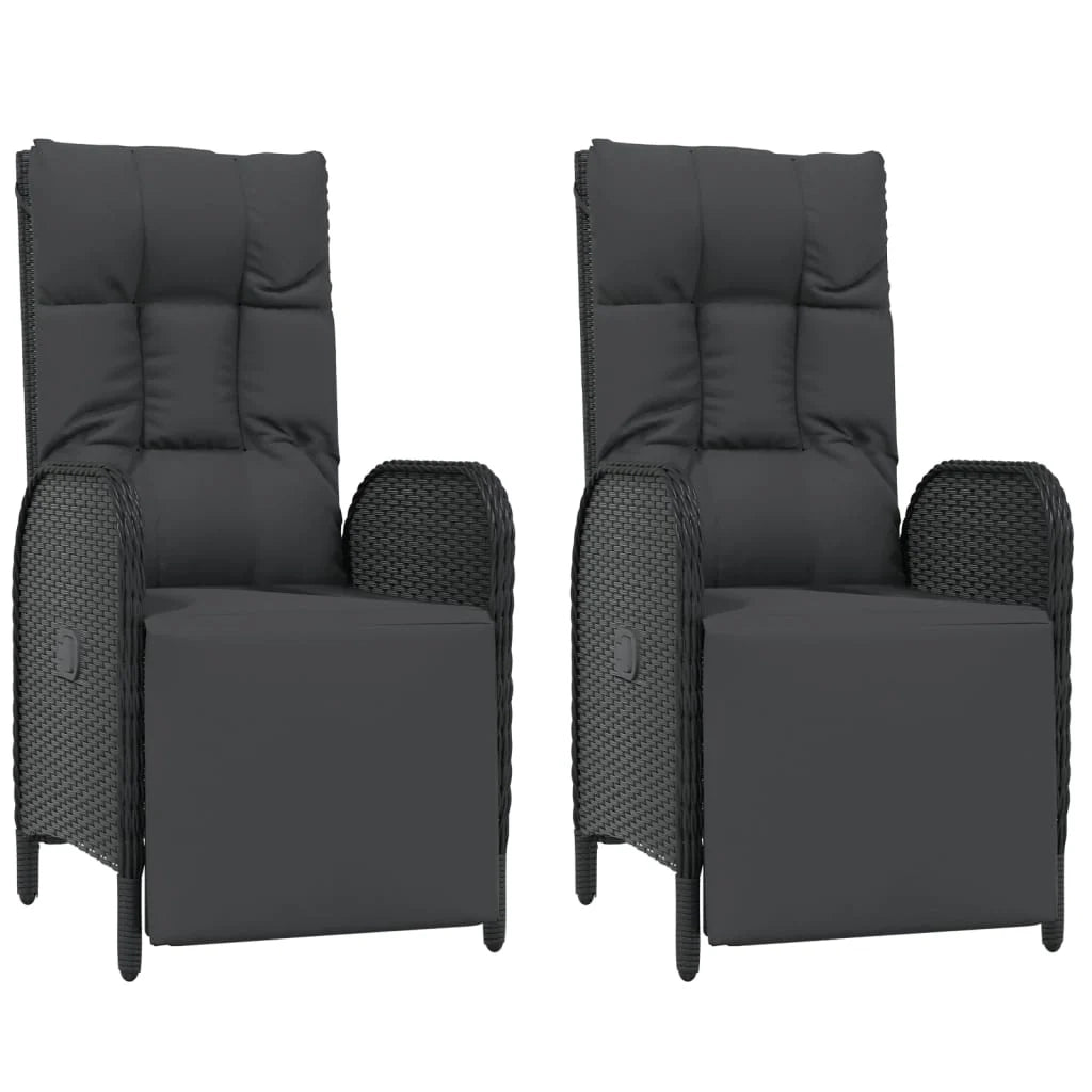 Set da pranzo da giardino da 9 pezzi e cuscini resina intrecciata nera 02_0014829