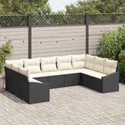 Set di divani con cuscino 9 pcs Nero polyrattan