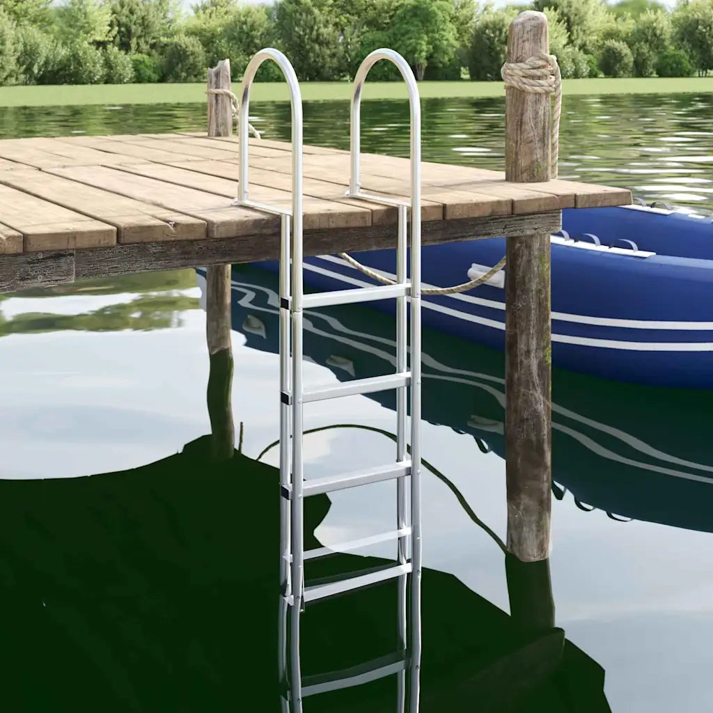 Scala da Dock a 4 Gradini Argento 45 ×11,5 ×162 cm Alluminio