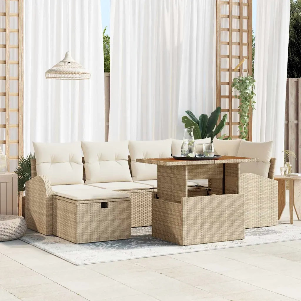 Set Divano da Giardino 7 pcs Beige polyrattan 3361302