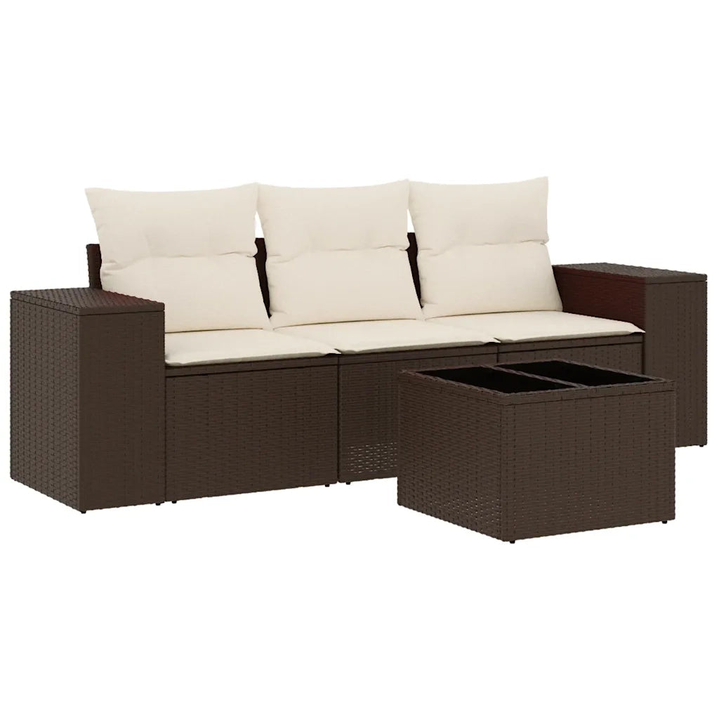 Set Divano da Giardino 4 pz con Cuscini Marrone in Polyrattan 3254610