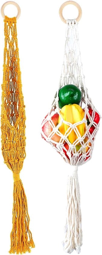 Fruithangmat a Macramé con Fili di Cotone