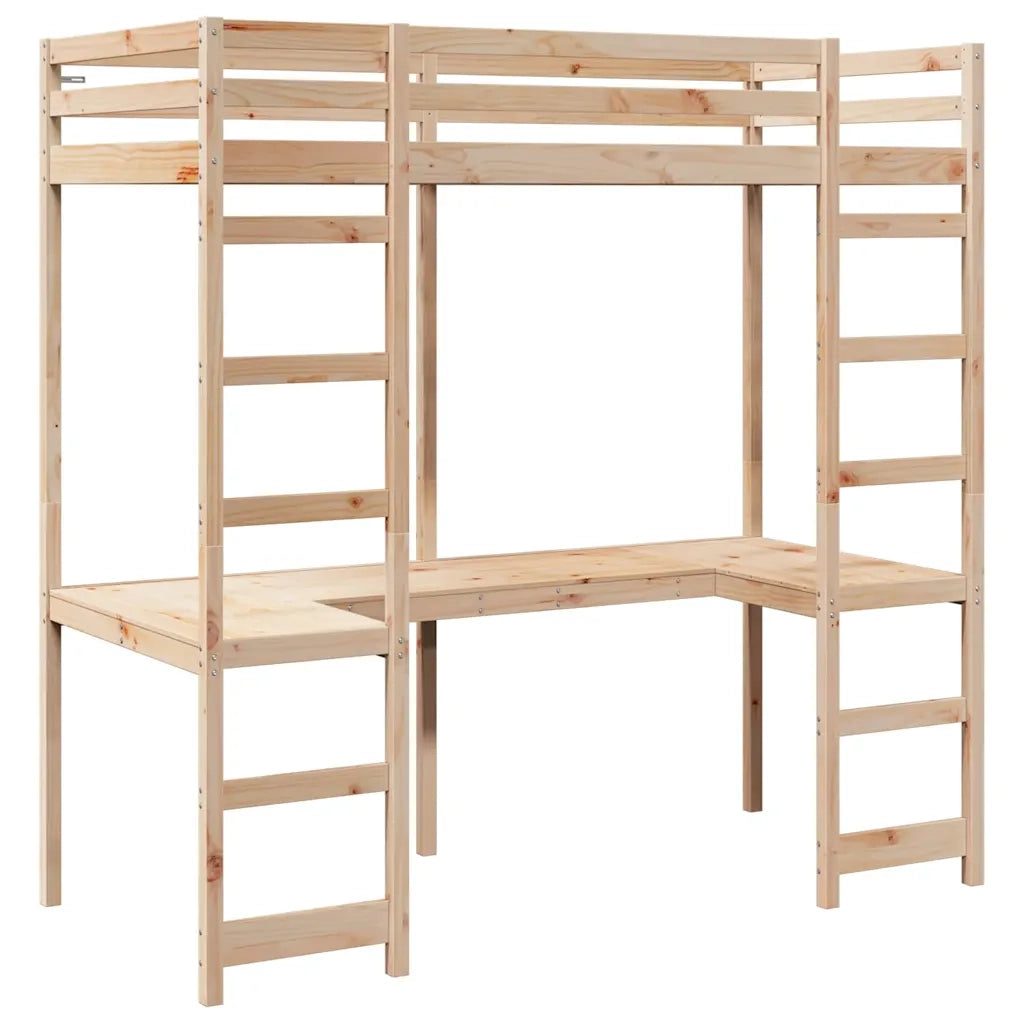 Struttura per letto soppalco Naturale 75 x 190 cm Pino massello 3414556