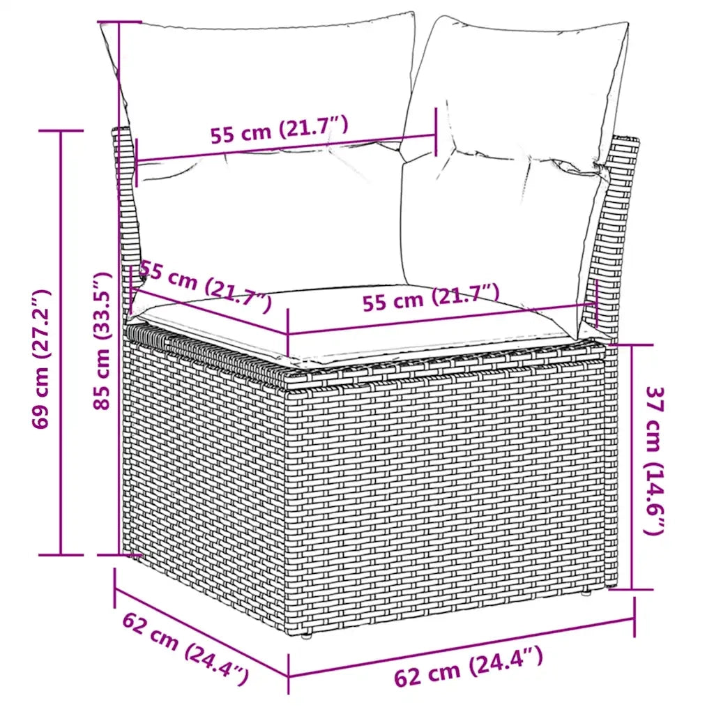 Set Divani da Giardino 7 pz con Cuscini Beige in Polyrattan 3217258