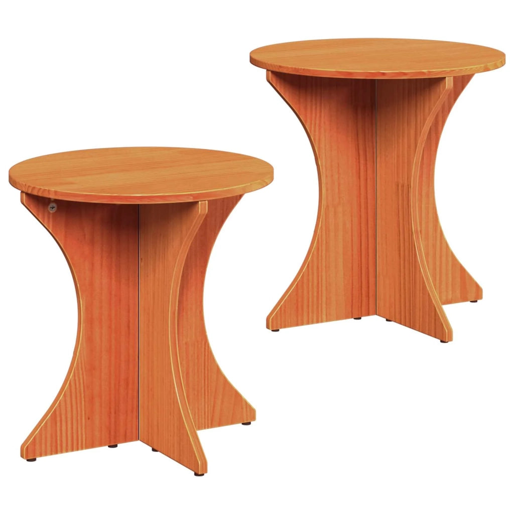 Tavolino da salotto 2 pcs Marrone cerato Legno di pino massello 873567