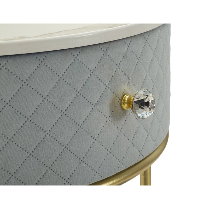Comodino/toletta Con Puff Vellit Celeste cm ø 52x70 - ø 36x39