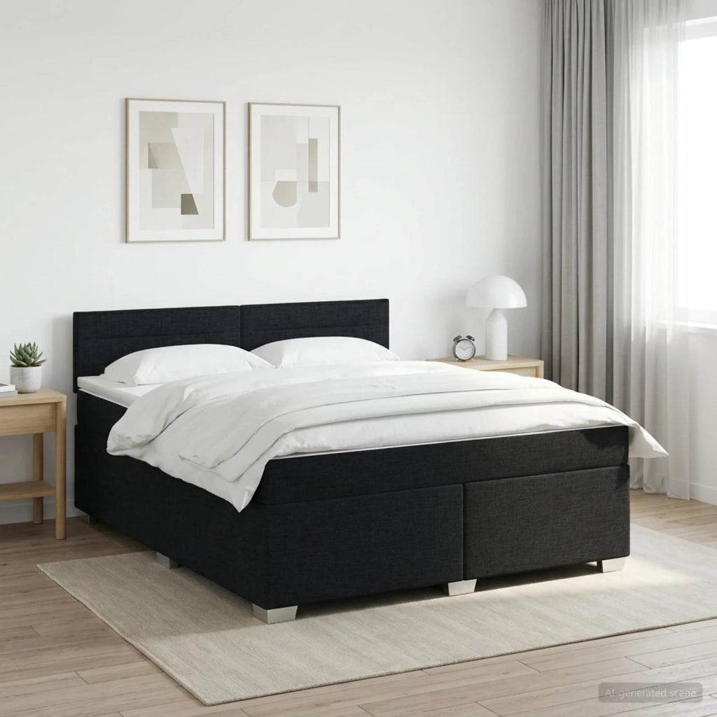 Letto box spring con materasso Nero 180 x 200 cm Tessuto 3450532