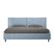 BS COM Letto matrimoniale king size con rete imbottito 190x200 microfibra azzurro Large