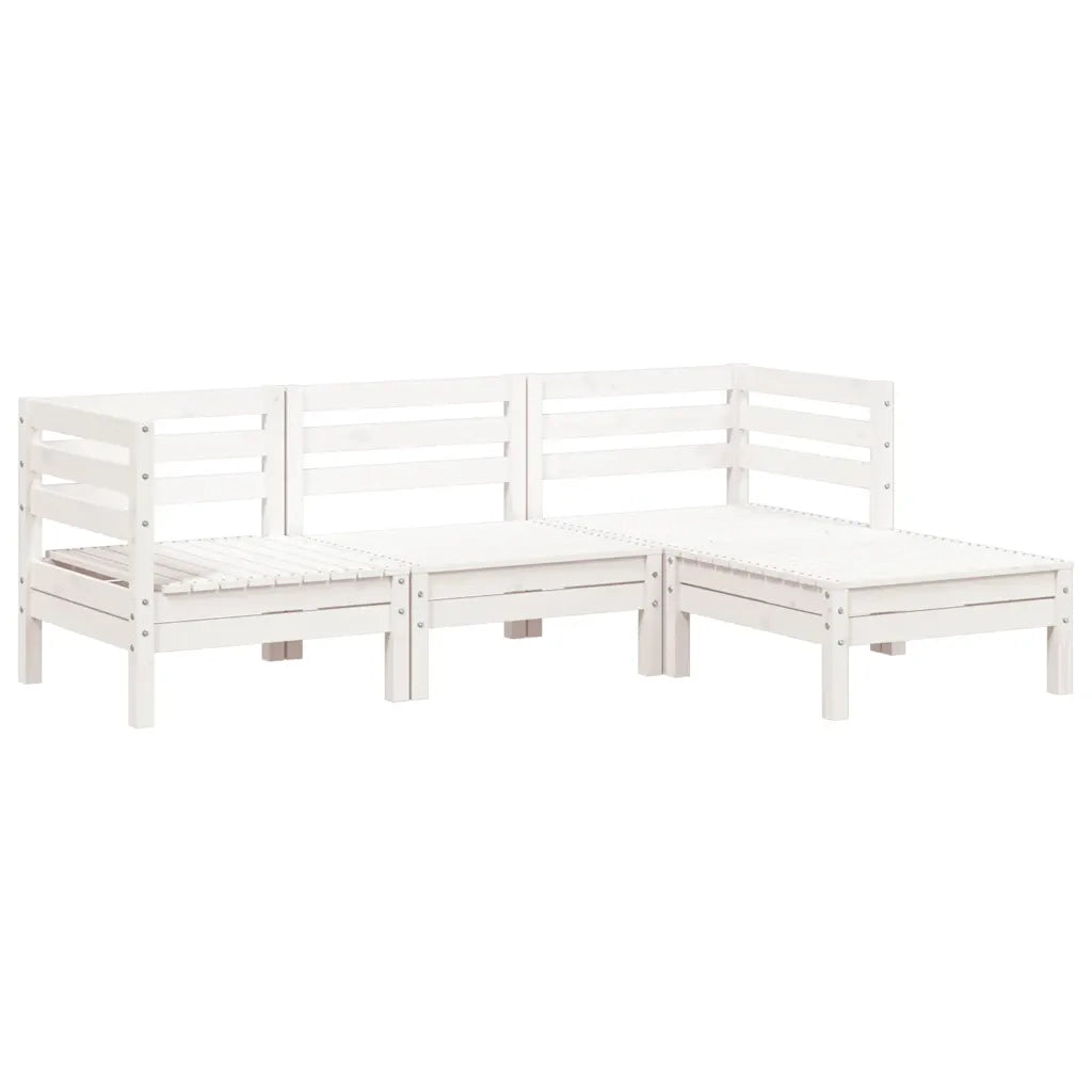 Divano da Giardino 3 Posti con Poggiapiedi-Sofa da Giardino-Divano da esterno Bianco Massello Pino