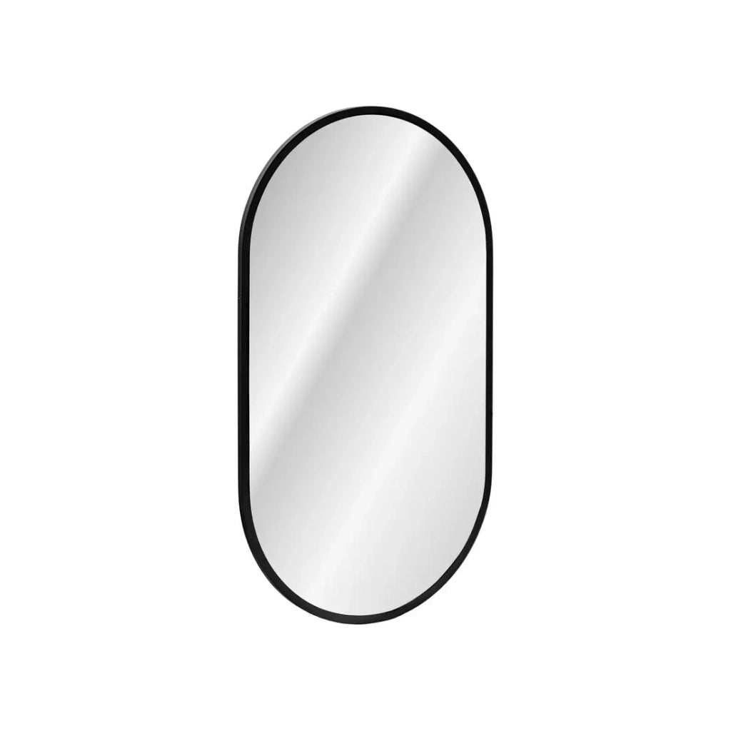Specchio da bagno LED nero ovale 90x50 cm ultra sottile