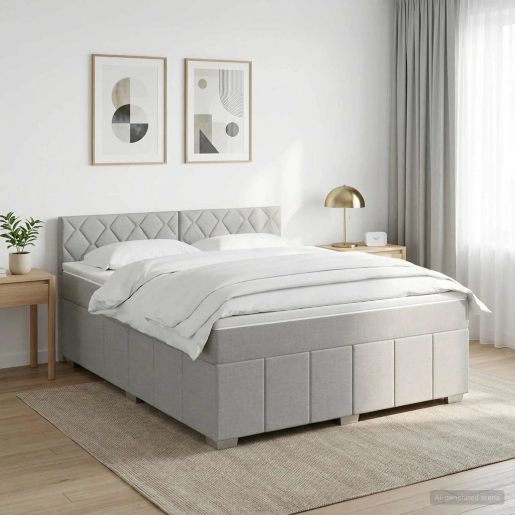 Letto box spring con materasso Grigio Chiaro 180 x 200 cm 3451276