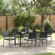 Set da Pranzo per Giardino 7 pcs Nero e Grigio Chiaro
