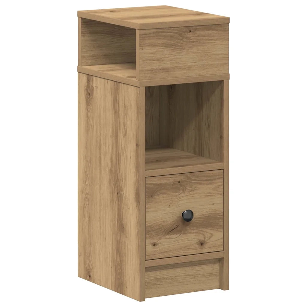 Comodino | Armadio da Notte | Mobiletto da notte con Cassetto Rovere Artigianale 25x31x66 cm