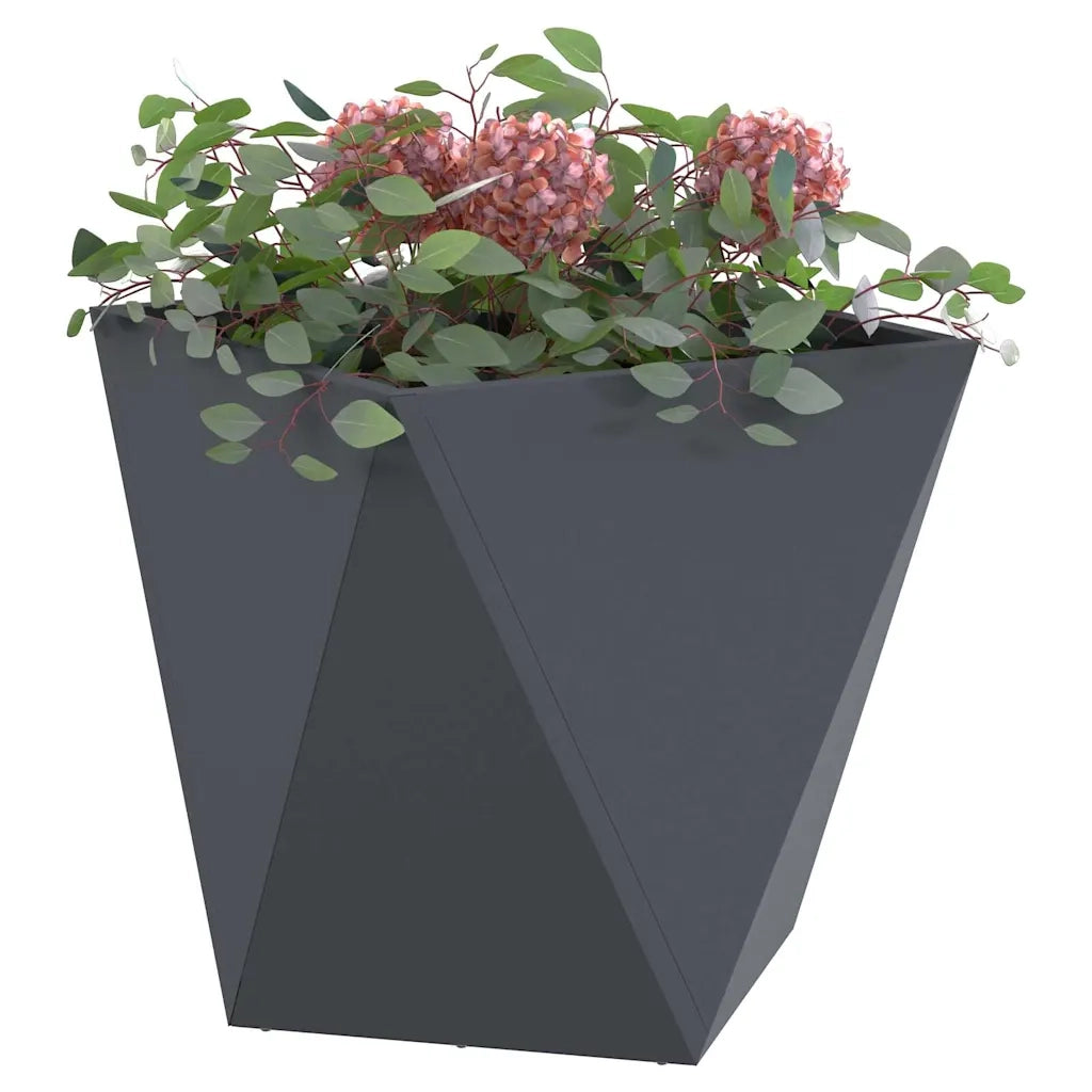 2 pz Fioriera | Cassetta per fiori | Vaso Antracite 50 x 50 x 50 cm Acciaio
