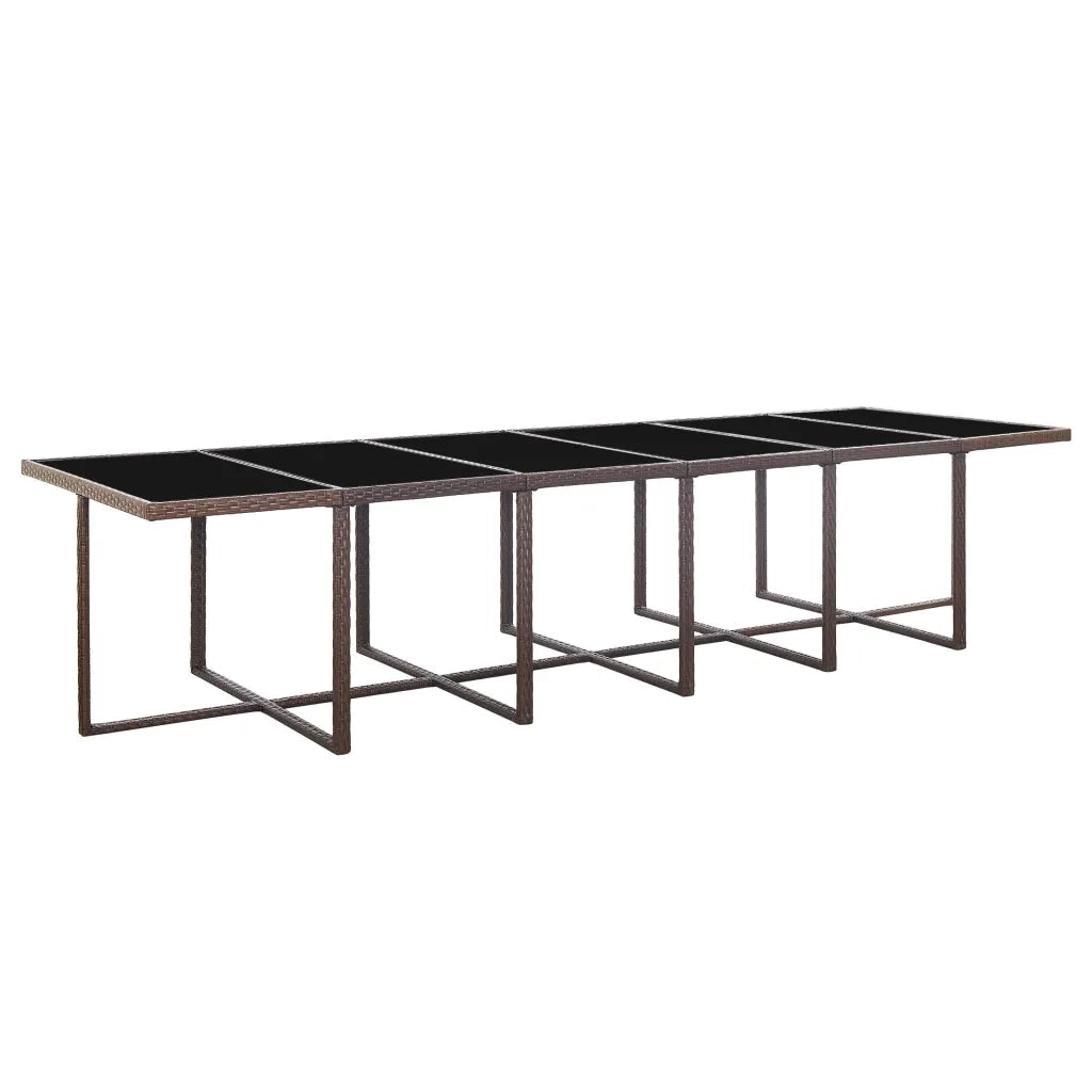 Set da Pranzo da Giardino 17 pz con Cuscini Polyrattan Marrone 46428