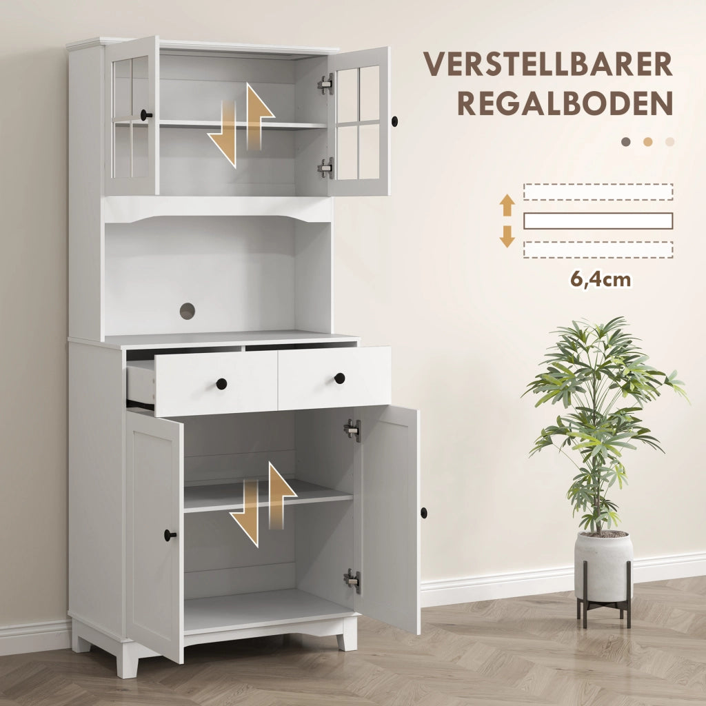 Armadio da Cucina con Ante a Vetro e Ripiani ¨C Minimal ¨C Bianco