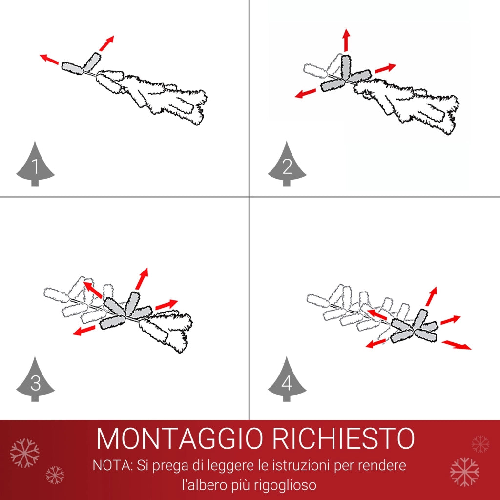 Albero di Natale Artificiale 150 cm 680 Rami Addobbato Bianco