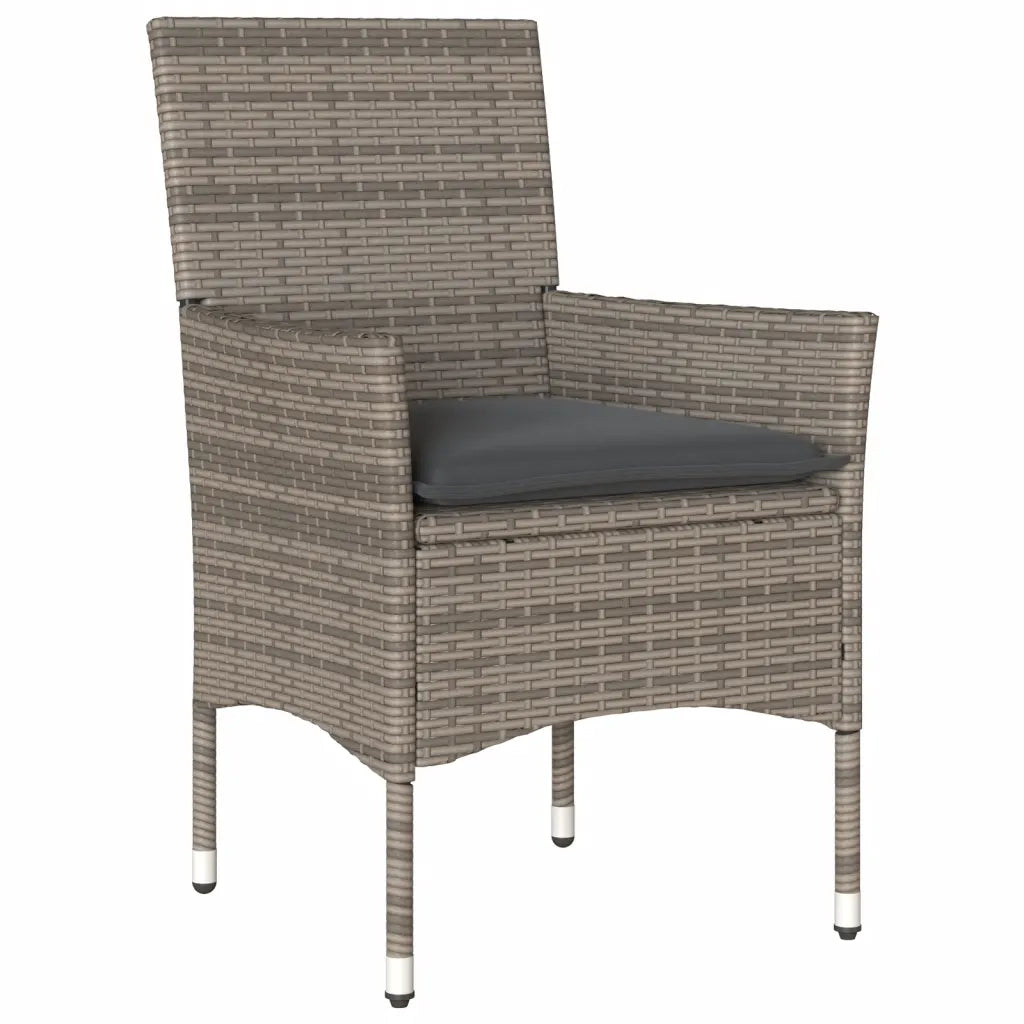 Set da Pranzo da Giardino 5 pz con Cuscini Polyrattan e Vetro