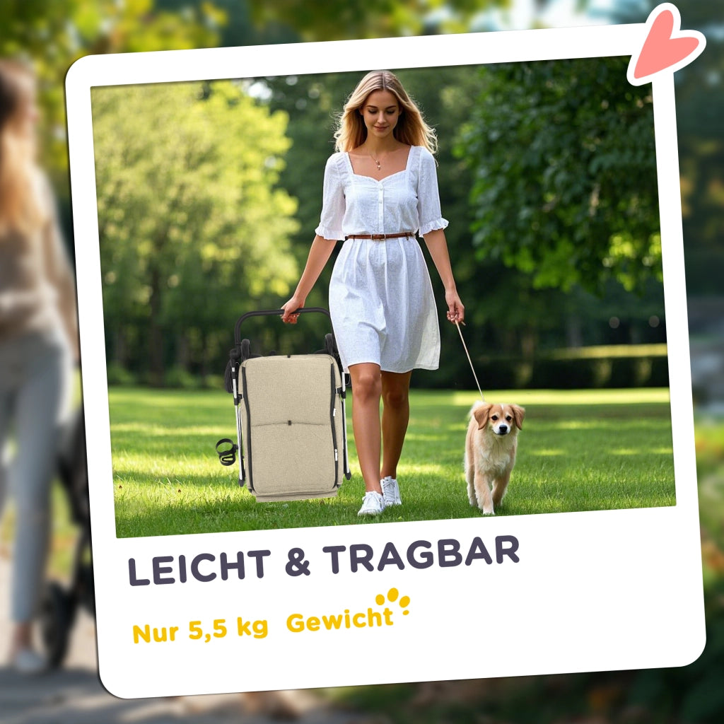 Carrello per Cani Pieghevole ¨C Minimal ¨C Cuscino Lavabile, Grigio