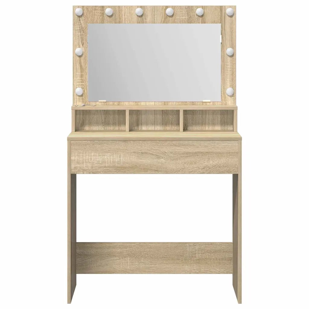 Toeletta | Tavolo da Trucco con specchio Rovere Sonoma 75,5 x 41 x 135 cm