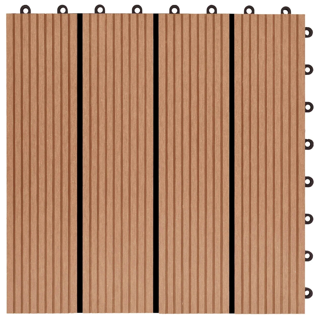 Piastrella per Decking 11 pcs Teak riciclato 30 x 30 cm WPC 42046669
