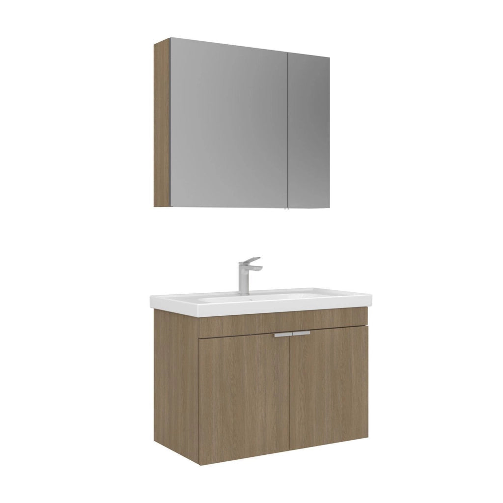 Set mobile lavabo con specchio (2 pezzi) "Desna 80" - 80 x 45 x 58 cm - Rovere